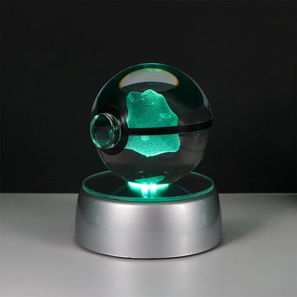 Pokemon Crystal Ball Pikachu Gengar Eevee Mewtwo Lacario Anime Game Pokeball Led Night Light Base Kids Birthday Gift Home Decor